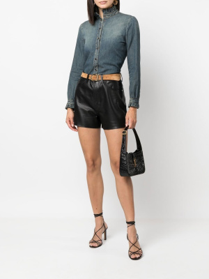 

Ruffle-trim denim shirt, Saint Laurent Ruffle-trim denim shirt