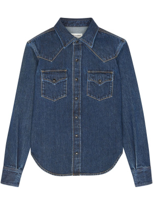 

Curved-hem denim shirt, Saint Laurent Curved-hem denim shirt