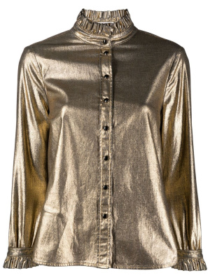 

Ruffled collar metallic blouse, Saint Laurent Ruffled collar metallic blouse