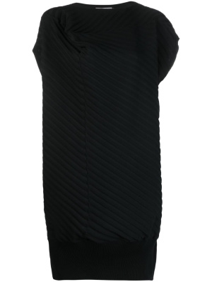 

Cap-sleeve ribbed knee-length dress, Issey Miyake Cap-sleeve ribbed knee-length dress