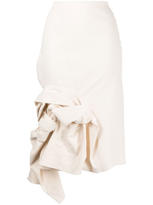 

Crema knot-detail pencil skirt, Jacquemus Crema knot-detail pencil skirt