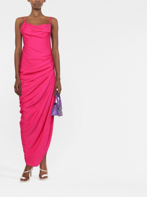 

Slit-detail ruched dress, Jacquemus Slit-detail ruched dress