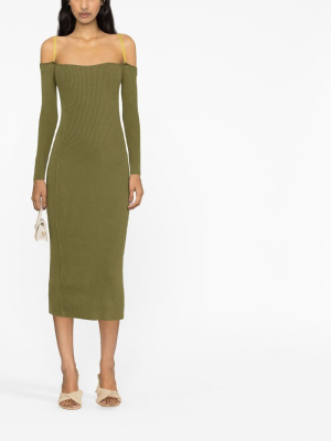 

La Robe strap-detail ribbed-knit midi dress, Jacquemus La Robe strap-detail ribbed-knit midi dress