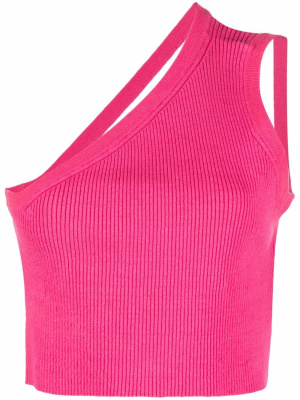 

Asymmetric fine-ribbed cropped top, Jacquemus Asymmetric fine-ribbed cropped top