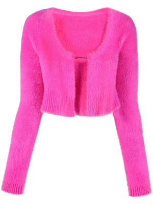 

La Maille logo-charm cropped cardigan, Jacquemus La Maille logo-charm cropped cardigan