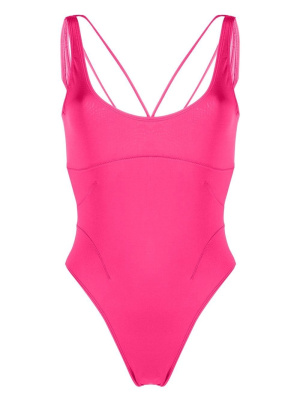 

Logo-embellished backless one-piece, Jacquemus Logo-embellished backless one-piece