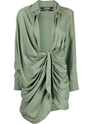 

La Robe Bahia draped shirtdress, Jacquemus La Robe Bahia draped shirtdress