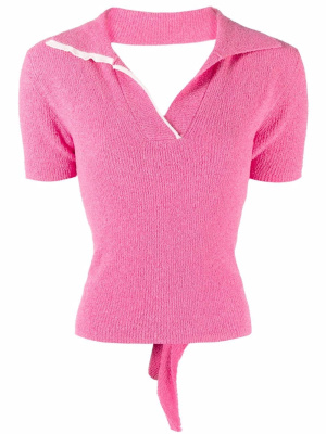 

Open-back knitted polo top, Jacquemus Open-back knitted polo top