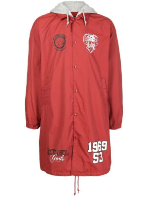 

Logo-print hooded coat, Undercoverism Logo-print hooded coat