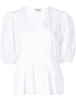 

Organic cotton wrap blouse, GANNI Organic cotton wrap blouse