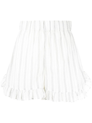 

Ruffle-trim striped shorts, GANNI Ruffle-trim striped shorts