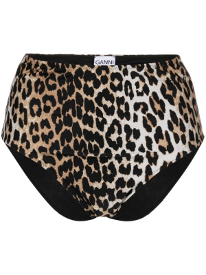 

Leopard-print high-waisted bikini-bottoms, GANNI Leopard-print high-waisted bikini-bottoms