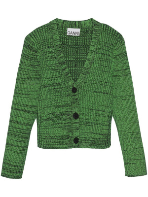 

Cropped melange knit cardigan, GANNI Cropped melange knit cardigan