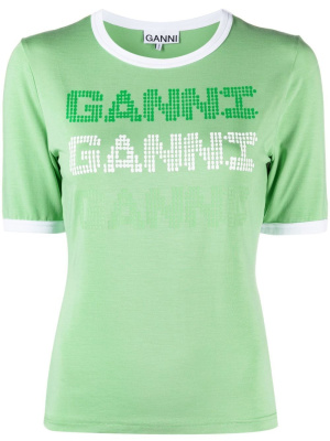 

Logo-print short-sleeved T-shirt, GANNI Logo-print short-sleeved T-shirt