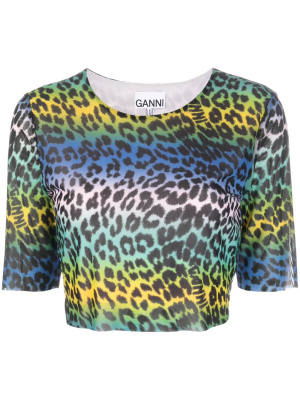 

Leopard-print crop T-shirt, GANNI Leopard-print crop T-shirt