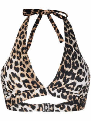 

Leopard-print bikini top, GANNI Leopard-print bikini top
