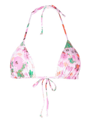 

Floral-print string bikini top, GANNI Floral-print string bikini top