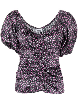 

Floral-print silk top, GANNI Floral-print silk top