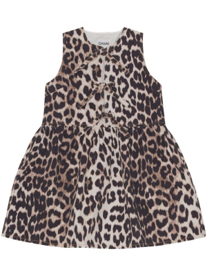 

Leopard-print organic cotton shift dress, GANNI Leopard-print organic cotton shift dress