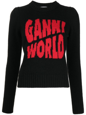 

Slogan intarsia-knit jumper, GANNI Slogan intarsia-knit jumper