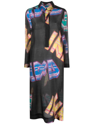 

3D logo-print midi dress, GANNI 3D logo-print midi dress