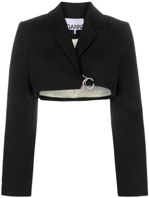 

Cropped organic cotton blazer, GANNI Cropped organic cotton blazer