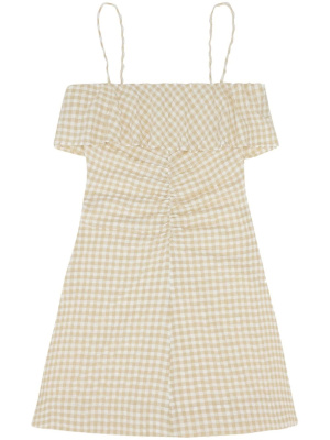 

Gingham check-print ruffled minidress, GANNI Gingham check-print ruffled minidress