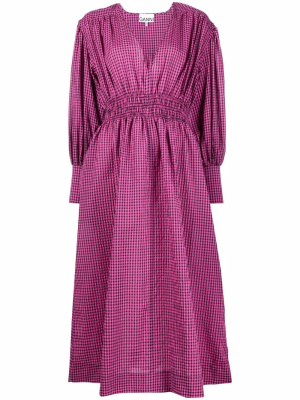 

Check-pattern long-sleeve dress, GANNI Check-pattern long-sleeve dress