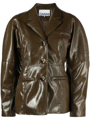 

Faux-leather single-breasted jacket, GANNI Faux-leather single-breasted jacket