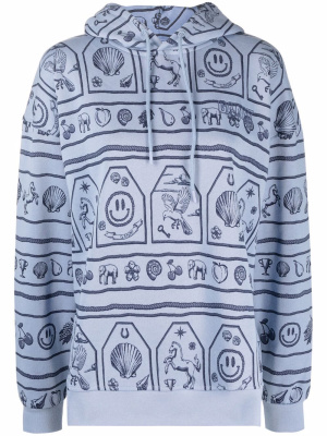 

Graphic-print drawstring hoodie, GANNI Graphic-print drawstring hoodie