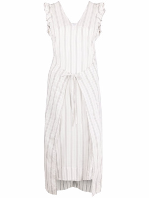 

Striped tie-front midi dress, GANNI Striped tie-front midi dress