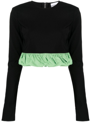 

Gathered-trim cropped top, GANNI Gathered-trim cropped top