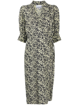

Floral wrap midi dress, GANNI Floral wrap midi dress