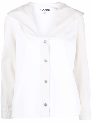 

Button-fastening long-sleeve top, GANNI Button-fastening long-sleeve top