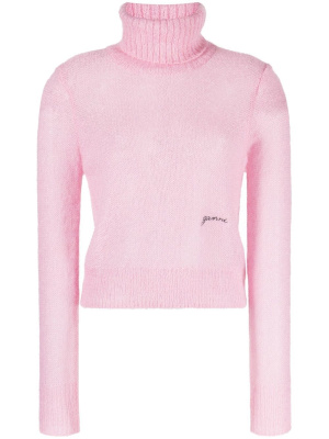 

Roll-neck logo-embroidered jumper, GANNI Roll-neck logo-embroidered jumper