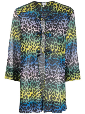 

Leopard-print cotton blouse, GANNI Leopard-print cotton blouse