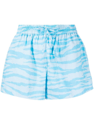 

Zebra-print organic cotton shorts, GANNI Zebra-print organic cotton shorts