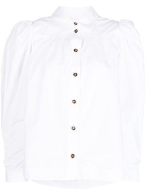 

Puff-sleeve poplin shirt, GANNI Puff-sleeve poplin shirt