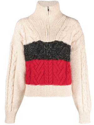 

High-neck cable-knit jumper, GANNI High-neck cable-knit jumper