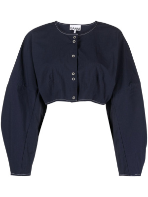 

Cropped balloon-sleeve top, GANNI Cropped balloon-sleeve top
