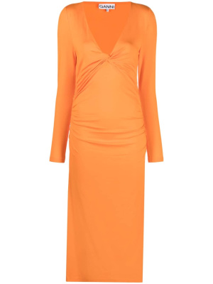 

V-neck long-sleeve dress, GANNI V-neck long-sleeve dress