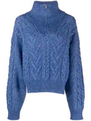 

High-neck ribbed-knit jumper, GANNI High-neck ribbed-knit jumper