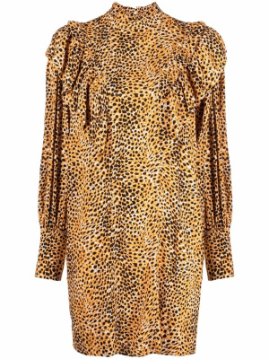 

Leopard-print ruffle dress, GANNI Leopard-print ruffle dress