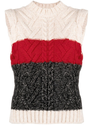 

Sleeveless cable-knit vest, GANNI Sleeveless cable-knit vest