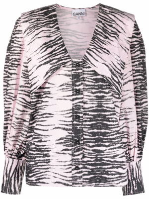 

Stripe print V-neck shirt, GANNI Stripe print V-neck shirt