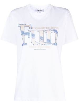 

Slogan-print cotton T-shirt, GANNI Slogan-print cotton T-shirt
