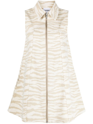 

Zebra-print denim minidress, GANNI Zebra-print denim minidress