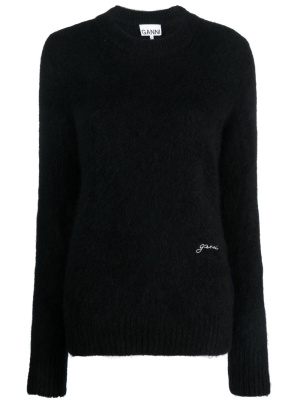 

Logo-embroidered crew-neck jumper, GANNI Logo-embroidered crew-neck jumper
