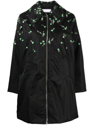 

Crystal-embellished floral-embroidered coat, GANNI Crystal-embellished floral-embroidered coat