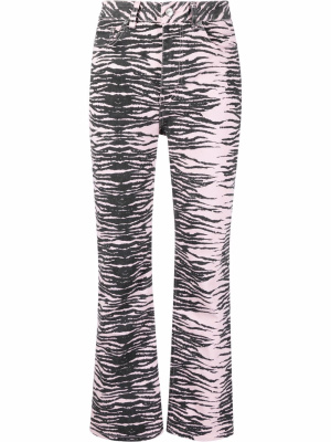 

Betzy tiger-stripe cropped jeans, GANNI Betzy tiger-stripe cropped jeans